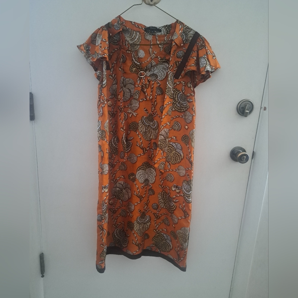Orange Seashell Prada Silk Dress Size 42